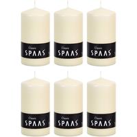 Candles by Spaas 6x Ivoor cilinderkaarsen/stompkaarsen 6 x 10 cm 25 branduren Wit