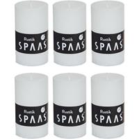 Candles by Spaas 6x Witte rustieke cilinderkaarsen/stompkaarsen 5 x 8 cm Wit