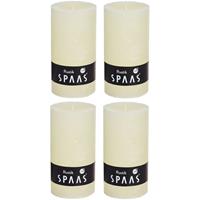 Candles by Spaas 4x Ivoor rustieke cilinderkaarsen/stompkaarsen 7x13 cm Wit