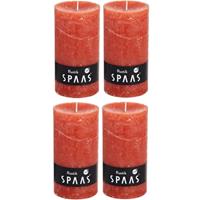 Candles by Spaas 4x Oranje rustieke cilinderkaarsen/stompkaarsen 7x13 cm Oranje