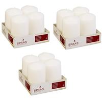 Candles by Spaas 12x Witte cilinderkaarsen/stompkaarsen 5 x 8 cm 12 branduren Wit