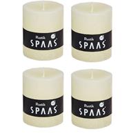 Candles by Spaas 4x Ivoor rustieke cilinderkaarsen/stompkaarsen 7 x 8 cm Wit