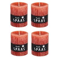 Candles by Spaas 4x Oranje rustieke cilinderkaarsen/stompkaarsen 7x8 cm Oranje
