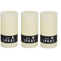 Candles by Spaas 3x Ivoor rustieke cilinderkaarsen/stompkaarsen 7x13 cm Wit