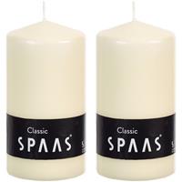 Candles by Spaas 2x Ivoor cilinderkaarsen/stompkaarsen 6 x 10 cm 25 branduren Wit