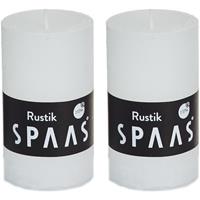 Candles by Spaas 2x Witte rustieke cilinderkaarsen/stompkaarsen 5 x 8 cm Wit