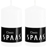 Candles by Spaas 2x Witte cilinderkaarsen/stompkaarsen 6 x 10 cm 25 branduren Wit