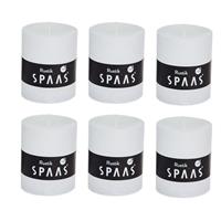 Candles by Spaas 6x Witte rustieke cilinderkaarsen/stompkaarsen 7 x 8 cm Wit