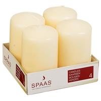 Candles by Spaas 4x Ivoor cilinderkaars/stompkaars 5 x 8 cm 12 branduren Wit