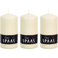 Candles by Spaas 3x Ivoor cilinderkaarsen/stompkaarsen 6 x 10 cm 25 branduren Wit