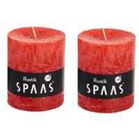 Candles by Spaas 2x Rode rustieke cilinderkaarsen/stompkaarsen 7 x 8 cm Rood
