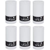 Candles by Spaas 6x Witte rustieke cilinderkaarsen/stompkaarsen 7x13 cm Wit
