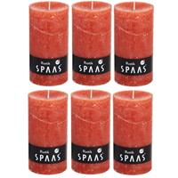 Candles by Spaas 6x Oranje rustieke cilinderkaarsen/stompkaarsen 7x13 cm Oranje