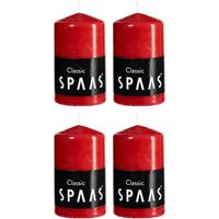 Candles by Spaas 4x Rode cilinderkaarsen/stompkaarsen 6 x 10 cm 25 branduren Rood