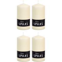 Candles by Spaas 4x Ivoor cilinderkaarsen/stompkaarsen 6 x 10 cm 25 branduren Wit
