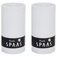 Candles by Spaas 2x Witte rustieke cilinderkaarsen/stompkaarsen 7x13 cm Wit