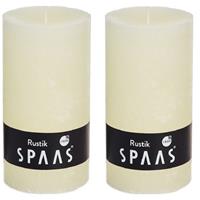 Candles by Spaas 2x Ivoor rustieke cilinderkaarsen/stompkaarsen 7x13 cm Wit