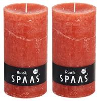 Candles by Spaas 2x Oranje rustieke cilinderkaarsen/stompkaarsen 7x13 cm Oranje