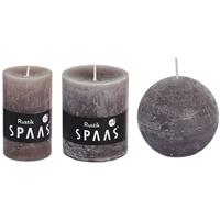 Candles by Spaas 3x Taupe rustieke kaarsen set Bruin