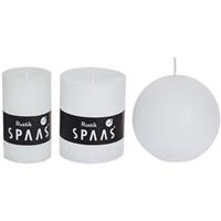 Candles by Spaas 3x Witte rustieke kaarsen set Wit