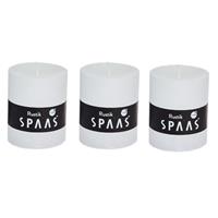 Candles by Spaas 3x Witte rustieke cilinderkaarsen/stompkaarsen 7 x 8 cm Wit
