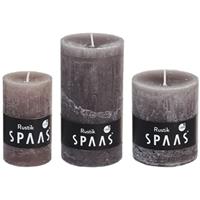 Candles by Spaas 3x Taupe rustieke cilinderkaarsen/stompkaarsen set Bruin