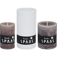 Candles by Spaas 3x Witte/taupe rustieke cilinderkaarsen/stompkaarsen set Multi