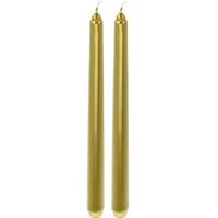 2x Gouden dinerkaarsen/lange kaarsen 25 cm Goudkleurig