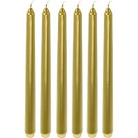 Bellatio 6x Gouden dinerkaarsen/lange kaarsen 25 cm Goudkleurig