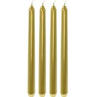 Bellatio 4x Gouden dinerkaarsen/lange kaarsen 25 cm Goudkleurig