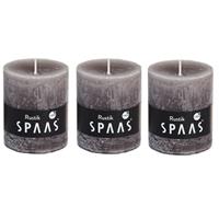 Candles by Spaas 3x Taupe rustieke cilinderkaarsen/stompkaarsen 7x8 cm Bruin