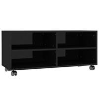 VidaXL Tv-meubel met wieltjes 90x35x35 cm spaanplaat hoogglans zwart