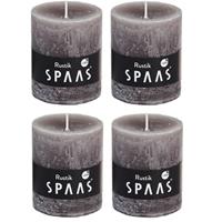 Candles by Spaas 4x Taupe rustieke cilinderkaarsen/stompkaarsen 7x8 cm Bruin