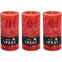 Candles by Spaas 3x Rode rustieke cilinderkaarsen/stompkaarsen 7x13 cm Rood