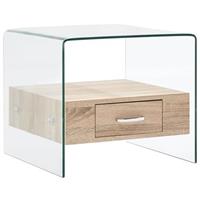 vidaXL Salontafel met lade 50x50x45 cm gehard glas