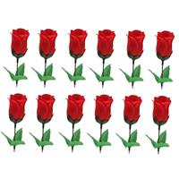 12x Voordelige rode roos kunstbloemen 28 cm Rood