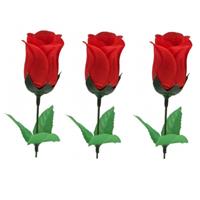 3x Voordelige rode roos kunstbloemen 28 cm Rood
