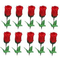 10x Voordelige rode roos kunstbloemen 28 cm Rood
