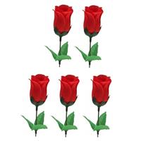 5x Voordelige rode roos kunstbloemen 28 cm Rood