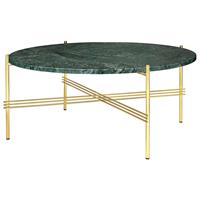 Gubi TS Salontafel Ø 80 cm. Groen Marmer Onderstel Messing