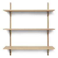 ferm LIVING-collectie Houten wandrek Sector Shelf T/W - eiken - Brass