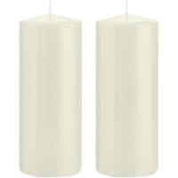 Trend Candles 2x Ivoorwitte cilinderkaarsen/stompkaarsen 8x20 cm 119 branduren Wit