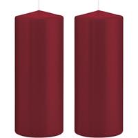 Trend Candles 2x Bordeauxrode cilinderkaars/stompkaarsen 8x20cm 119 branduren Rood