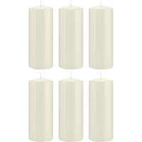 Trend Candles 6x Ivoorwitte cilinderkaarsen/stompkaarsen 8x20 cm 119 branduren Wit