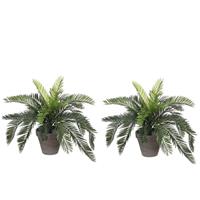 Shoppartners 2x Groene Cycaspalm kunstplanten 37 cm in pot Groen