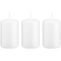 Trend Candles 3x Witte cilinderkaarsen/stompkaarsen 5 x 8 cm 18 branduren Wit