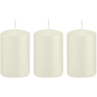 Trend Candles 3x Ivoorwitte cilinderkaars/stompkaars 5 x 8 cm 18 branduren Wit