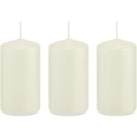 Trend Candles 3x Ivoorwitte cilinderkaarsen/stompkaarse 5 x 10 cm 23 branduren Wit