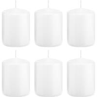 Trend Candles 6x Witte cilinderkaarsen/stompkaarsen 6 x 8 cm 29 branduren Wit