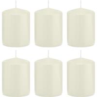 Trend Candles 6x Ivoorwitte cilinderkaarsen/stompkaarsen 6 x 8 cm 29 branduren Wit